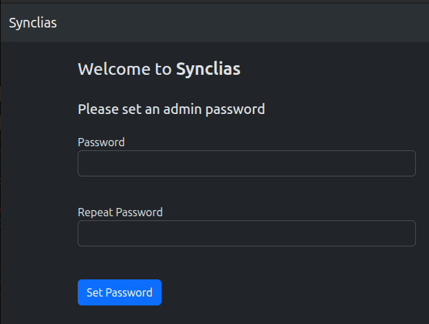 Set Password Screen